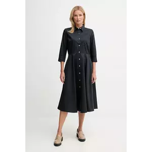 Barbour rochie din bumbac SAFFRON culoarea bleumarin, midi, evazați, LDR0942 imagine