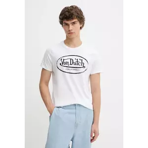 Von Dutch tricou din bumbac culoarea alb, cu imprimeu, VD.1.TRC.AARON imagine