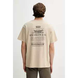 Levi's tricou din bumbac culoarea bej, uni, 87373 imagine