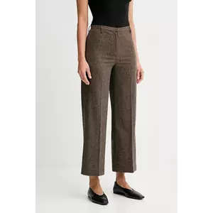 Sessun pantaloni cu lână culoarea maro, lat, high waist, 25107006 imagine