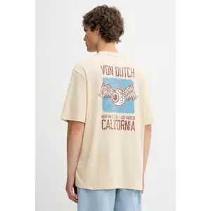 Von Dutch tricou din bumbac culoarea bej, cu imprimeu, VD.1.H.TR.LOS imagine