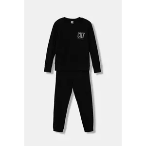 CR7 Cristiano Ronaldo pijamale de bumbac pentru copii culoarea negru, cu imprimeu, 8770 imagine