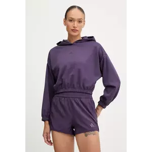 adidas Performance hanorac de antrenament Cover-up culoarea violet, cu glugă, uni, JY2667 imagine