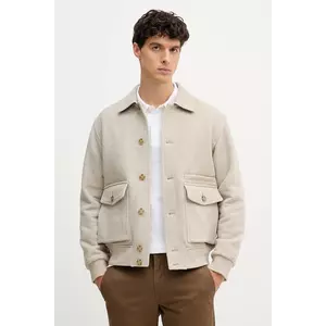 United Colors of Benetton jachetă din amestec de lână culoarea bej, de tranziție, 23PEUN06N imagine