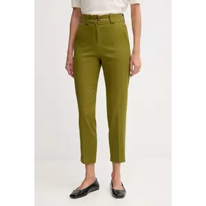 United Colors of Benetton pantaloni culoarea verde, mulată, high waist, 4FRXDF096 imagine