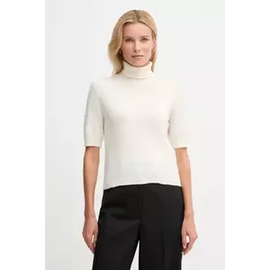 United Colors of Benetton pulover de lână pentru copii culoarea bej, light, cu guler, 102HD203X imagine