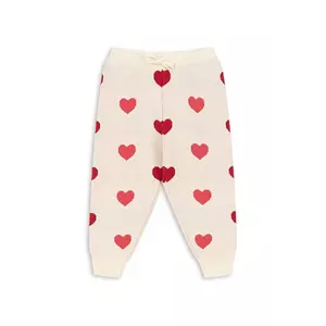 Konges Sløjd pantaloni de bumbac pentru copii LAPIS KNIT PANTS GOTS culoarea bej, cu imprimeu, KS103855 imagine