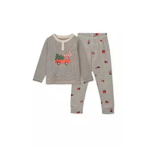 Liewood pijama copii Wilhelm Printed Pyjamas Set culoarea gri, cu imprimeu, LW19854 imagine