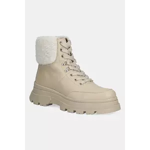 BOSS botine Foster culoarea bej, cu toc plat, izolat, 50552767 imagine