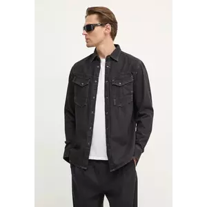 G-Star cămașă din denim bărbați, culoarea negru, cu guler clasic, slim, D23616-D540 imagine