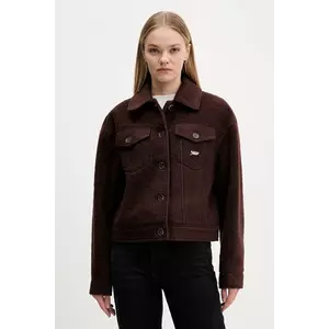 Tommy Jeans jachetă din amestec de lână culoarea maro, de tranziție, oversize, DW0DW21662 imagine
