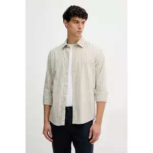 United Colors of Benetton cămașă din bumbac culoarea bej, cu guler clasic, regular, 52MCUQ04A imagine