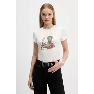 Tommy Jeans tricou din bumbac culoarea bej, DW0DW21788 imagine