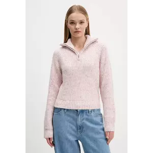Tommy Jeans pulover din amestec de lână culoarea roz, călduros, cu guler, DW0DW21686 imagine