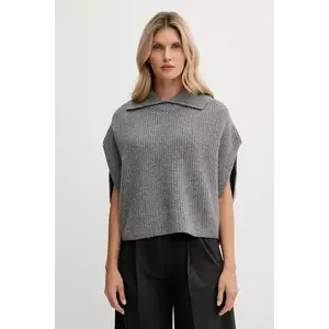 United Colors of Benetton poncho de lână culoarea gri, 1344DU01K imagine
