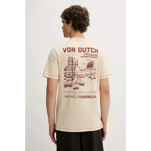Von Dutch tricou din bumbac culoarea bej, cu imprimeu, VD.1.TR.ARIZO imagine