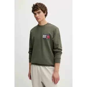 Tommy Jeans hanorac de bumbac culoarea verde, cu imprimeu, DM0DM22093 imagine