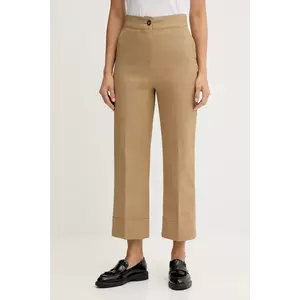 United Colors of Benetton pantaloni culoarea bej, drept, high waist, 4SJCDF07J imagine