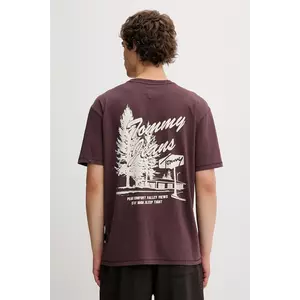 Tommy Jeans tricou din bumbac culoarea maro, cu imprimeu, DM0DM22060 imagine
