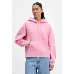 Tommy Jeans bluză culoarea roz, cu glugă, uni, DW0DW21609 imagine