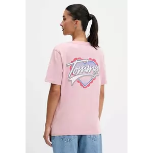 Tommy Jeans tricou din bumbac culoarea roz, DW0DW21524 imagine