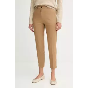 United Colors of Benetton pantaloni culoarea bej, mulată, high waist, 4FRXDF096 imagine