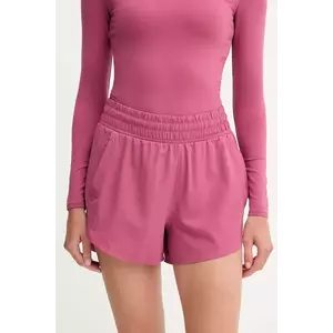 Under Armour pantaloni scurți de antrenament Flex culoarea roz, uni, high waist imagine