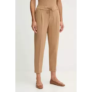 United Colors of Benetton pantaloni culoarea bleumarin, drept, high waist, 4DI4DF00J imagine