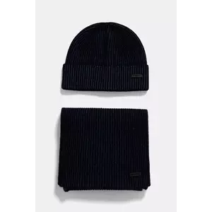 BOSS căciulă si eșarfă din amestec de lână culoarea negru, 50522439 imagine