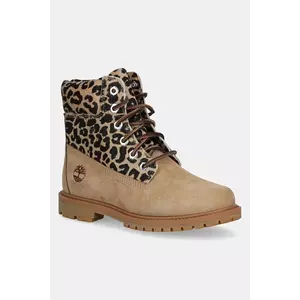 Timberland bocanci de piele Premium 6 Inch Lace Up culoarea verde, cu toc plat, TB0A5M5NEN31 imagine