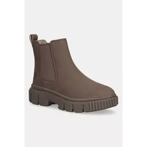 Timberland cizme chelsea din nubuc Greyfield Chelsea culoarea maro, cu toc plat, TB0A2FK2EM51 imagine