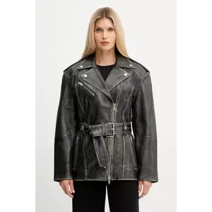 Stand Studio geacă de piele Leona culoarea negru, de tranziție, oversize, 66547-7830 imagine