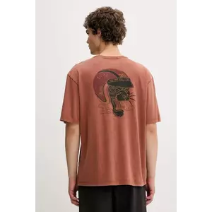 Von Dutch tricou din bumbac culoarea maro, cu imprimeu, VD.1.H.TR.FLASH imagine