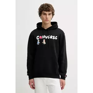 Converse bluză BLUEY culoarea negru, cu glugă, cu imprimeu, CVM5H501 imagine