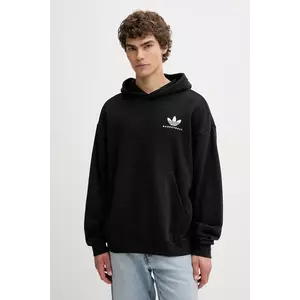 adidas Originals hanorac de bumbac Intercon culoarea negru, cu glugă, cu imprimeu, JW8615 imagine