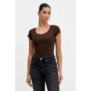 Tommy Jeans tricou culoarea maro, DW0DW21570 imagine