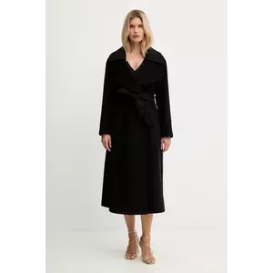 Simona Corsellini palton de lână culoarea negru, A25CPCPV0101 imagine