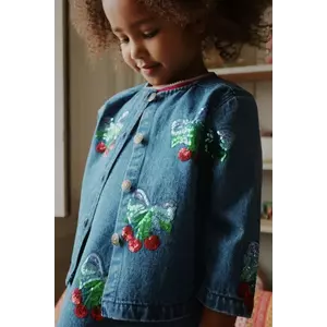 Konges Sløjd geacă de bumbac pentru copii MAGOT SEQUIN DENIM JACKET GOTS culoarea bleumarin, KS103890 imagine