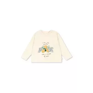 Konges Sløjd longsleeve din bumbac pentru copii LIN LS TEE GOTS culoarea bej, cu imprimeu, KS103859 imagine