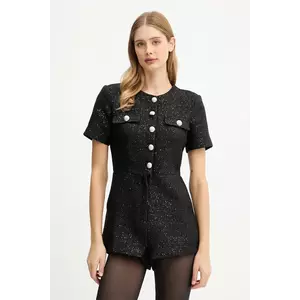 Bardot salopetă culoarea negru, 60098PB imagine
