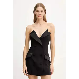 Bardot rochie culoarea negru, mini, mulată, 60070DB imagine