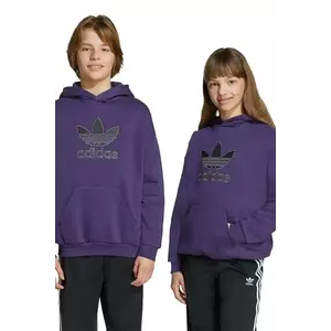 adidas Originals bluză copii culoarea violet, cu glugă, cu imprimeu, JV8653 imagine