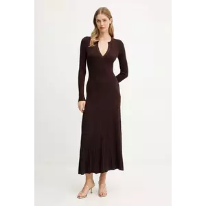 Bardot rochie culoarea maro, maxi, evazați, 60002DB imagine