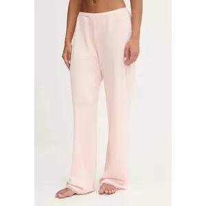 Juicy Couture pantaloni de lounge culoarea roz, drept, high waist, JCLBJ225508 imagine