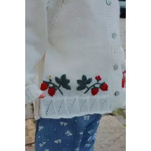 Konges Sløjd cardigan copii MINIA FRILL CARDIGAN culoarea alb, KS103913 imagine