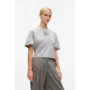 Karl Lagerfeld tricou din bumbac culoarea gri, A4W17053 imagine