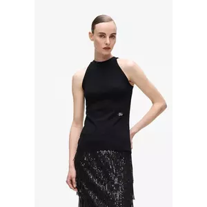 Karl Lagerfeld top din bumbac culoarea negru, A4W17056 imagine