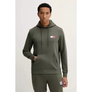 Tommy Jeans bluză culoarea verde, cu glugă, cu imprimeu, DM0DM20738 imagine