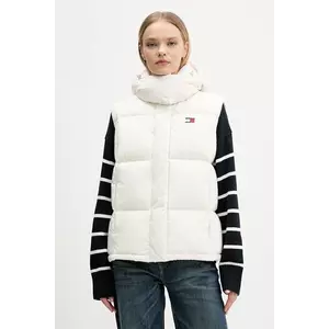 Tommy Jeans vestă de puf culoarea bej, de iarnă, DW0DW21627 imagine