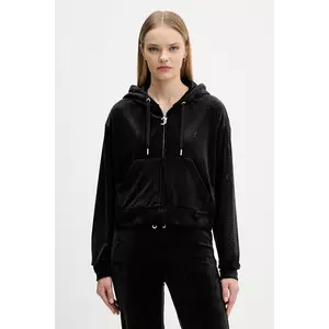 Juicy Couture bluză din velur culoarea negru, cu glugă, uni, JCWAS225310 imagine